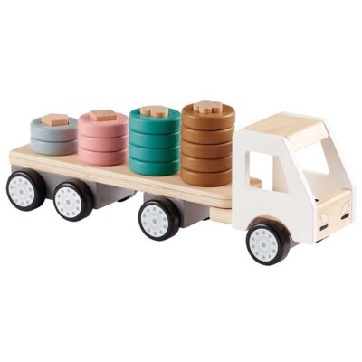 Kids Concept Stabellastbil - 38 cm - Aiden - Hvid/Natur