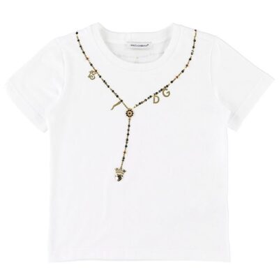 Dolce & Gabbana T-shirt - Hvid m. Krystaller