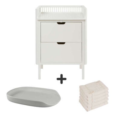 Sebra Puslebordet m. Skuffer - Classic White - Bundle 3