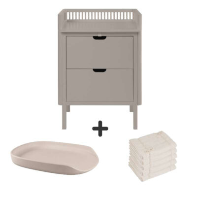 Sebra Puslebordet m. Skuffer - Jetty Beige - Bundle 3