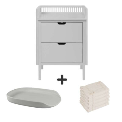 Sebra Puslebordet m. Skuffer - Stone Grey - Bundle 1