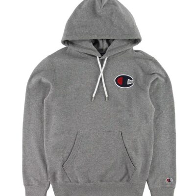 Champion Fashion Hættetrøje - Gråmeleret m. Logo
