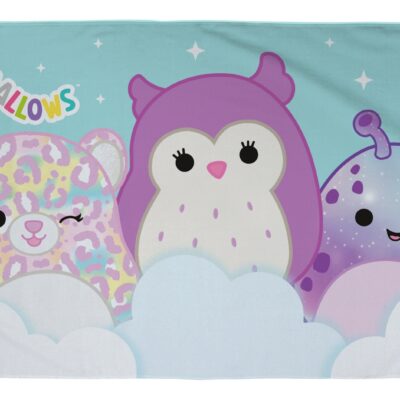 Squishmallows håndklæde - 70x140 cm - 100% bomuld - Blødt badehåndklæde med de populære bamser