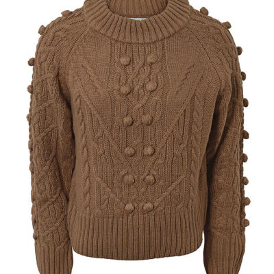 Hound Bluse - Strik - Mocha m. Mønster