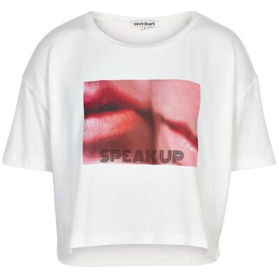 Cost:Bart T-shirt - Cropped - Katelyn - Hvid m. Print