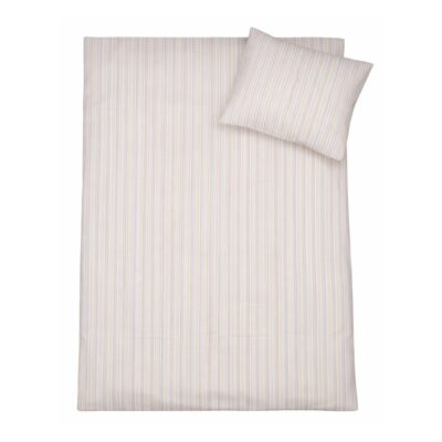 Stribet sengetøj - 100% bomuld - Babysengetøj 70x100 cm - Beige med lilla striber
