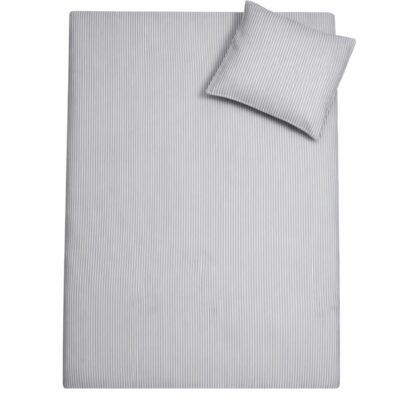 Stribet sengetøj - 100% bomuld - Babysengetøj 70x100 cm - Hvidt med blå striber