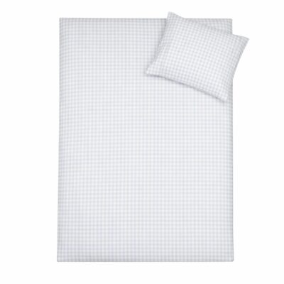 Ternet sengetøj - 100% bomuld - Babysengetøj 70x100 cm - Hvidt og blåt med tern