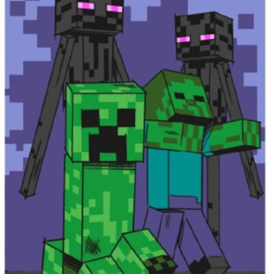 Minecraft Creeper håndklæde - 70x140 cm - 100% bomuld - Blødt badehåndklæde med zombie og slenderman