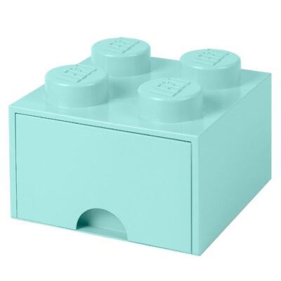 LEGOÂ® Storage Opbevaringsskuffe - 4 Knopper - 25x25x18 - Aquablå