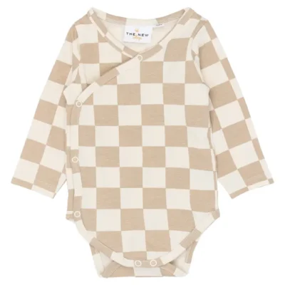 Theo Langærmet Wrap Body - Humus Check - 74