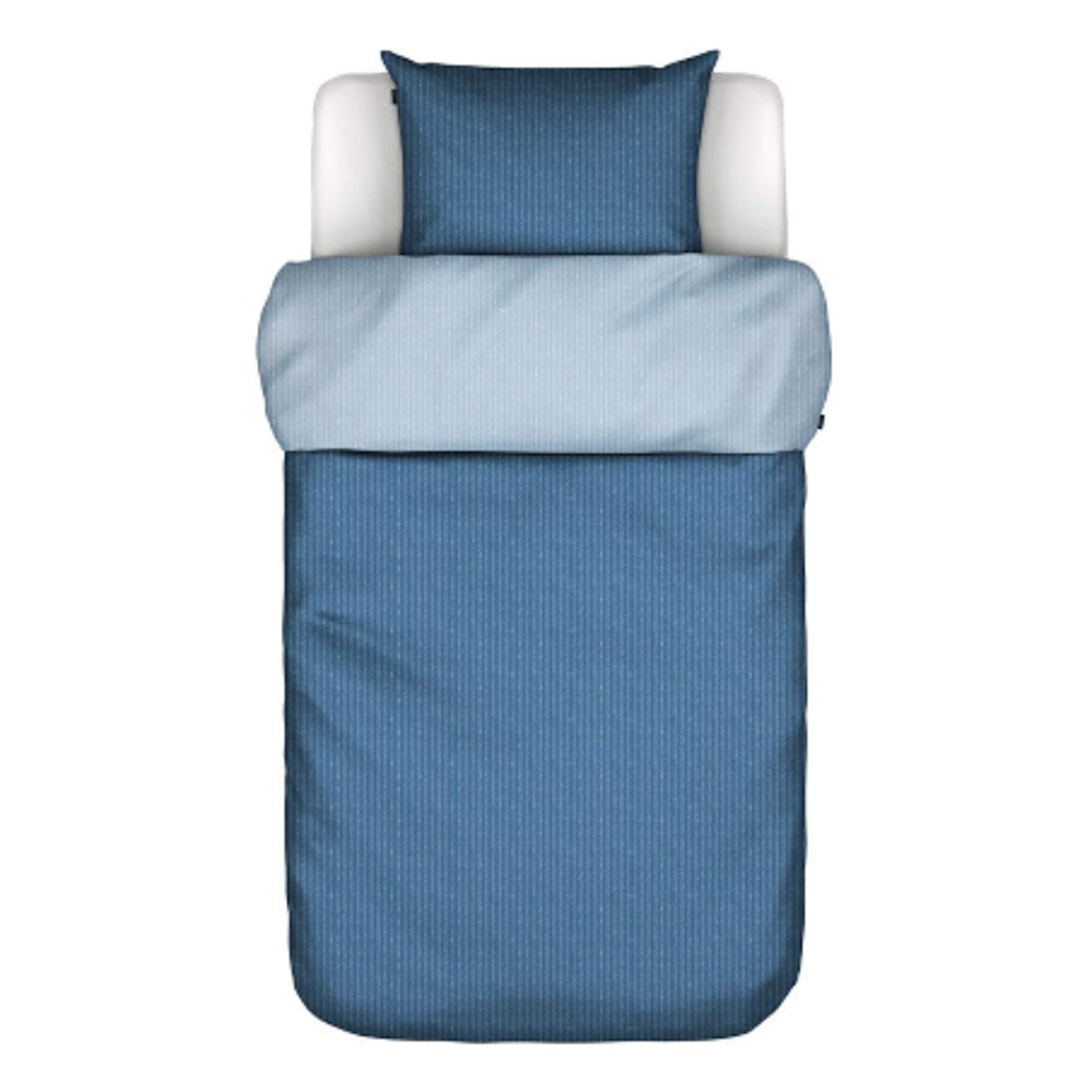 Stribet sengetøj 140x220 cm - Toloma Blue - Sengesæt med 2 i 1 design - 100% Bomuldssatin - Marc O'Polo
