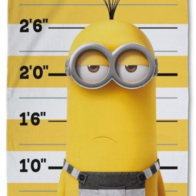 Minions håndklæde - 70x140 cm - 100% bomuld - Blødt badehåndklæde med Minions - Mug shot