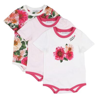 Dolce & Gabbana Gaveæske - Bodyer k/æ - 3 stk. - Hvid/Rosa