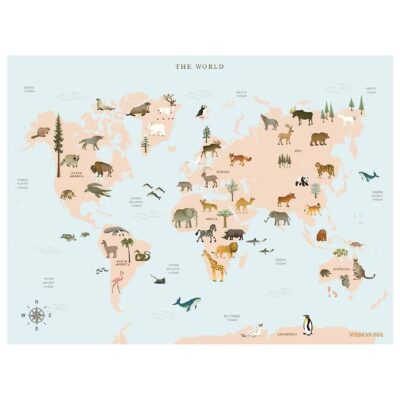 Vissevasse Plakat - 50x70 - World Map Animal