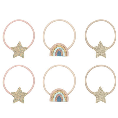 Mimi & Lula Hårelastikker - 6-pak - Rainbow & Star Celeste