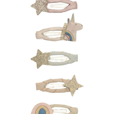 Mimi & Lula Hårspænder - 5-pak - 4 cm - Mini Unicorn Celeste