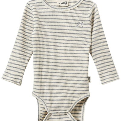 Dicte Langærmet Body - Grey Striped - 92