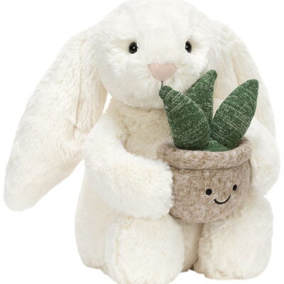 Jellycat Bamse - Cream Bunny With Plant