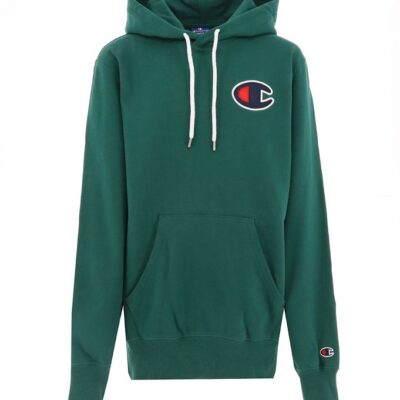 Champion Fashion Hættetrøje - Mørkegrøn m. Logo