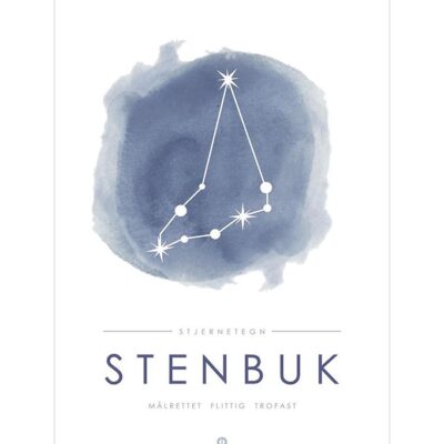 Citatplakat Plakat - A3 - Stjernebillede - Stenbuk - Blå