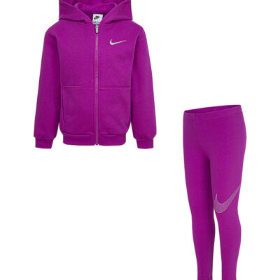 Nike Sæt - Cardigan/Leggings - Hot Fuchsia m. Sølv
