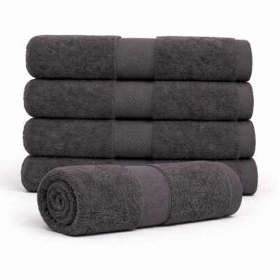 Bomulds håndklæde - 100% bomuld - Badehåndklæde 70x140 cm - Diamant - Antracit grå