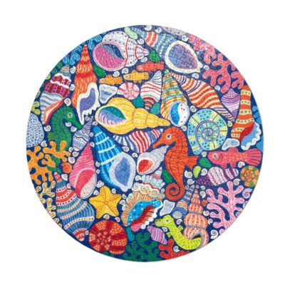 Eeboo - Rundt puslespil 500 brk - Seahorses Shells & Coral