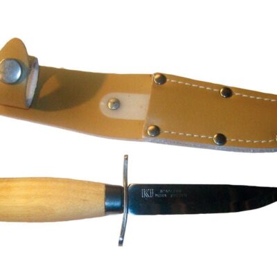 Spejderdolk - Kniv m. birkeskaft og skede - knivblad L: 87 mm