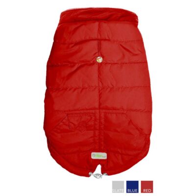 Go Fresh - Hundejakke parka Rød M 38cm - Med lommer og pelskant