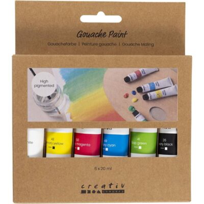 Creativ Company - Gouache maling - standardfarver - 6x20 ml