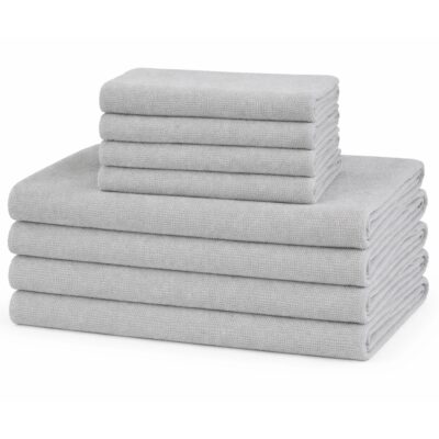 Microfiber håndklæder - Letvægts håndklæder - 8-pak - Lysegrå