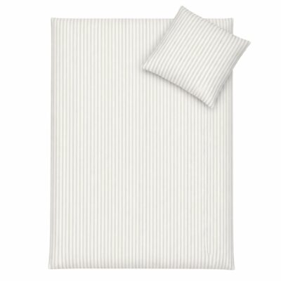 Stribet sengetøj - 100% bomuld - Babysengetøj 70x100 cm - Hvidt med grønne striber