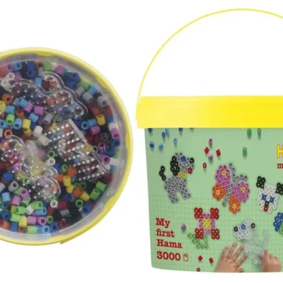 Hama - Maxi perler - 3000stk + 4 plader i bøtte