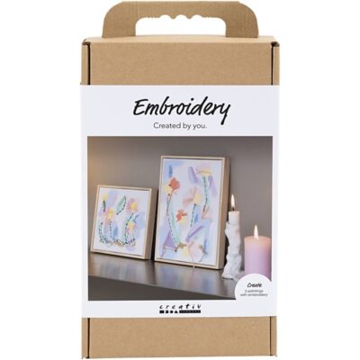 Kreativt sæt med broderi - billeder - pastelfarver