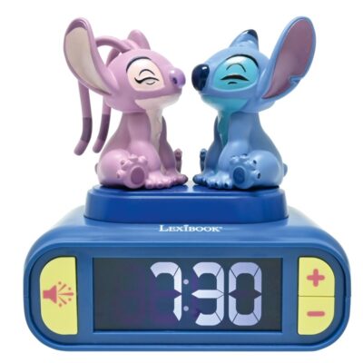 Lexibook - Stitch & Angel Natlampe Vækkeur med Lyde - Blue/Pink - Compact Size