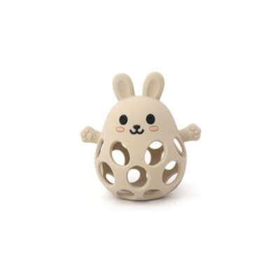 Magni - Bidebold med kanin i LFGB silikone, beige - (5731)
