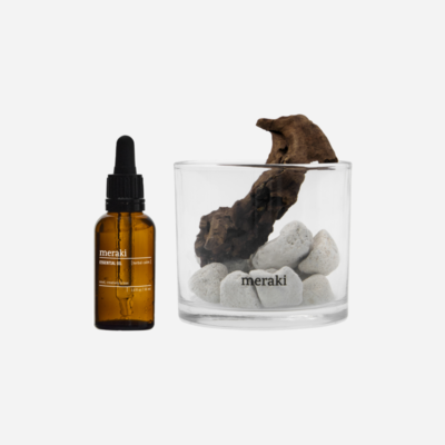 Meraki - Duftfrisker MKLavastone & Wood - Herbal Calm - Hvid - L:10cm, W:10cm, H:9,2cm