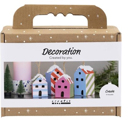 Mini kreativt sæt - dekoration - huse - farverige
