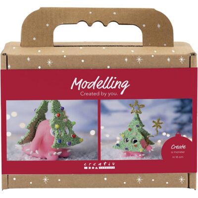 Mini kreativt sæt - modellering - juletræ-monster - assorterede farver