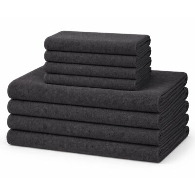 Microfiber håndklæder - Letvægts håndklæder - 8-pak - Mørkegrå