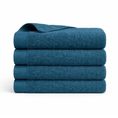 Bomulds håndklæde - 100% bomuld - Badehåndklæde 70x140 cm - Valmue - Mørkeblå