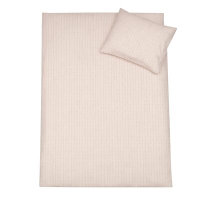 Blomster stribet sengetøj - 100% bomuld - Junior sengetøj 100x140 cm - Sand/brun med blomstret striber