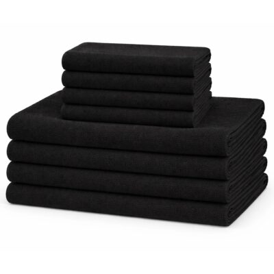Microfiber håndklæder - Letvægts håndklæder - 8-pak - Sort