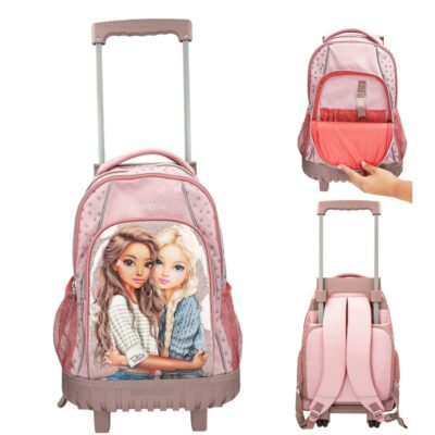Topmodel - Skolerygsæk Trolley - Rosé with Grey Polka Dots