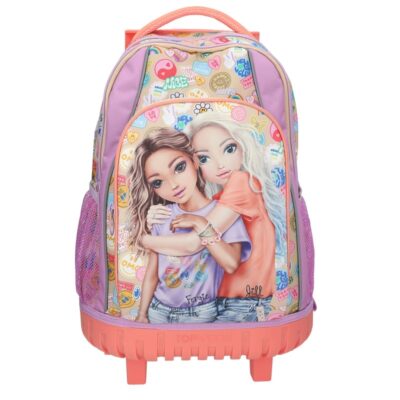 TOPModel - TOPModel Skolerygsæk Trolley GIRL POWER - Beige, Lilac, Coral - 34x24x50 cm