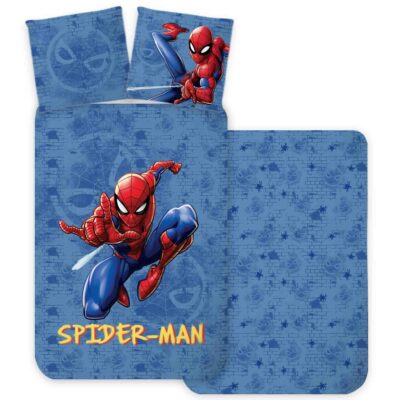 Spiderman sengetøj - 100% bomuld - Børnesengetøj 140x200 cm - Blå