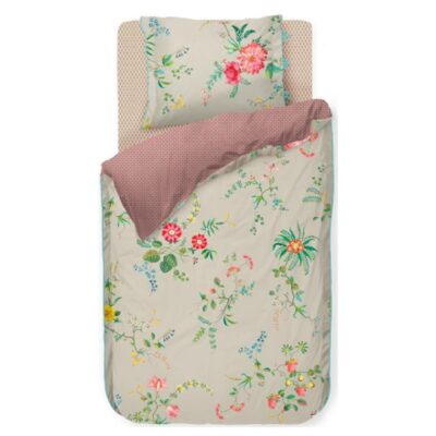 Pip studio sengetøj - Fleur Grandeur khaki - Blomstret sengetøj - Dobbeltsidet sengesæt - 100% bomuld