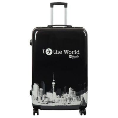 Stor kuffert - Hardcase kuffert med motiv - New York city - Black - Eksklusiv letvægt kuffert