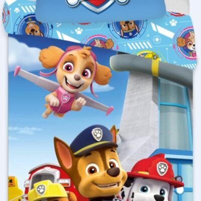 Paw Patrol sengetøj - 100% bomuld - Junior sengetøj 100x140 cm - Paw Patrol hvalpene foran udkigstårnet